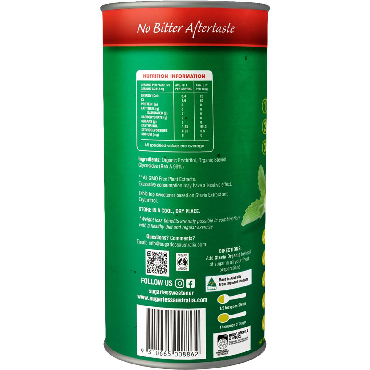 Sugarless Stevia Organic Natural Sweetener 350g