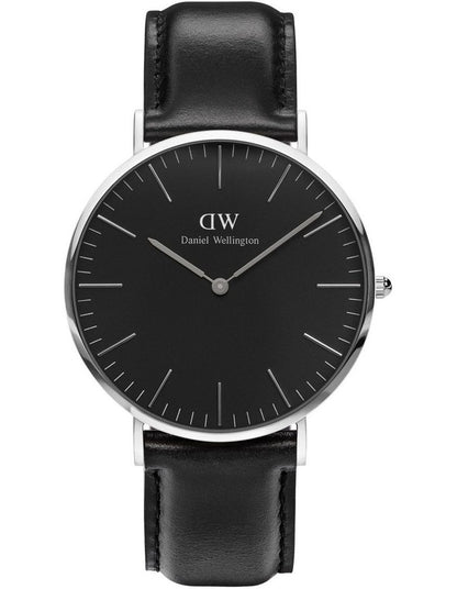40mm Classic Sheffield Leather Watch in Black/Silver