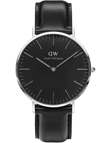 40mm Classic Sheffield Leather Watch in Black/Silver