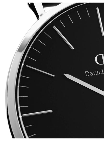 40mm Classic Sheffield Leather Watch in Black/Silver