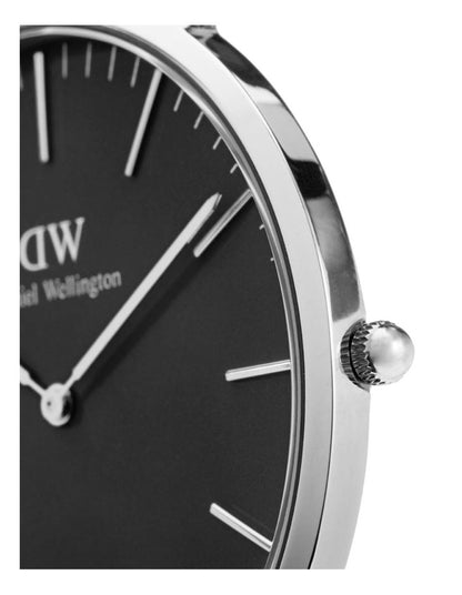 40mm Classic Sheffield Leather Watch in Black/Silver