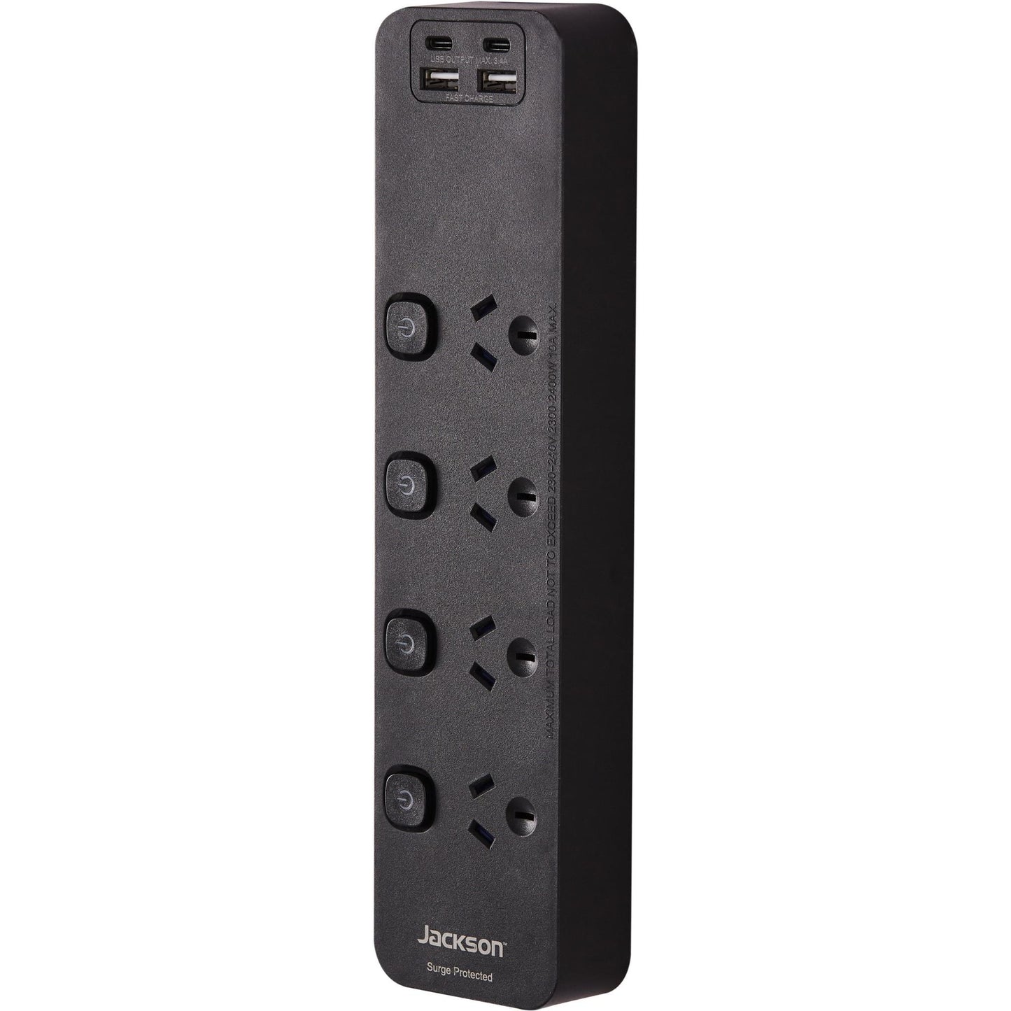 Jackson Fast Charge USB-C/A 4 Way Surge Protected Powerboard