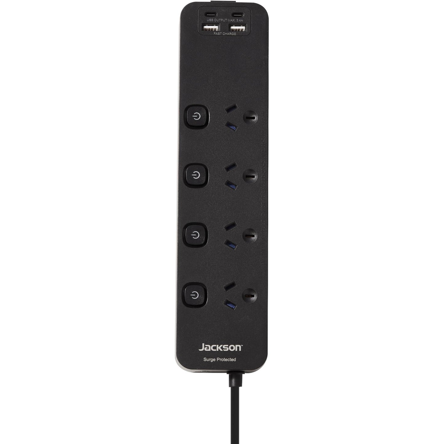 Jackson Fast Charge USB-C/A 4 Way Surge Protected Powerboard