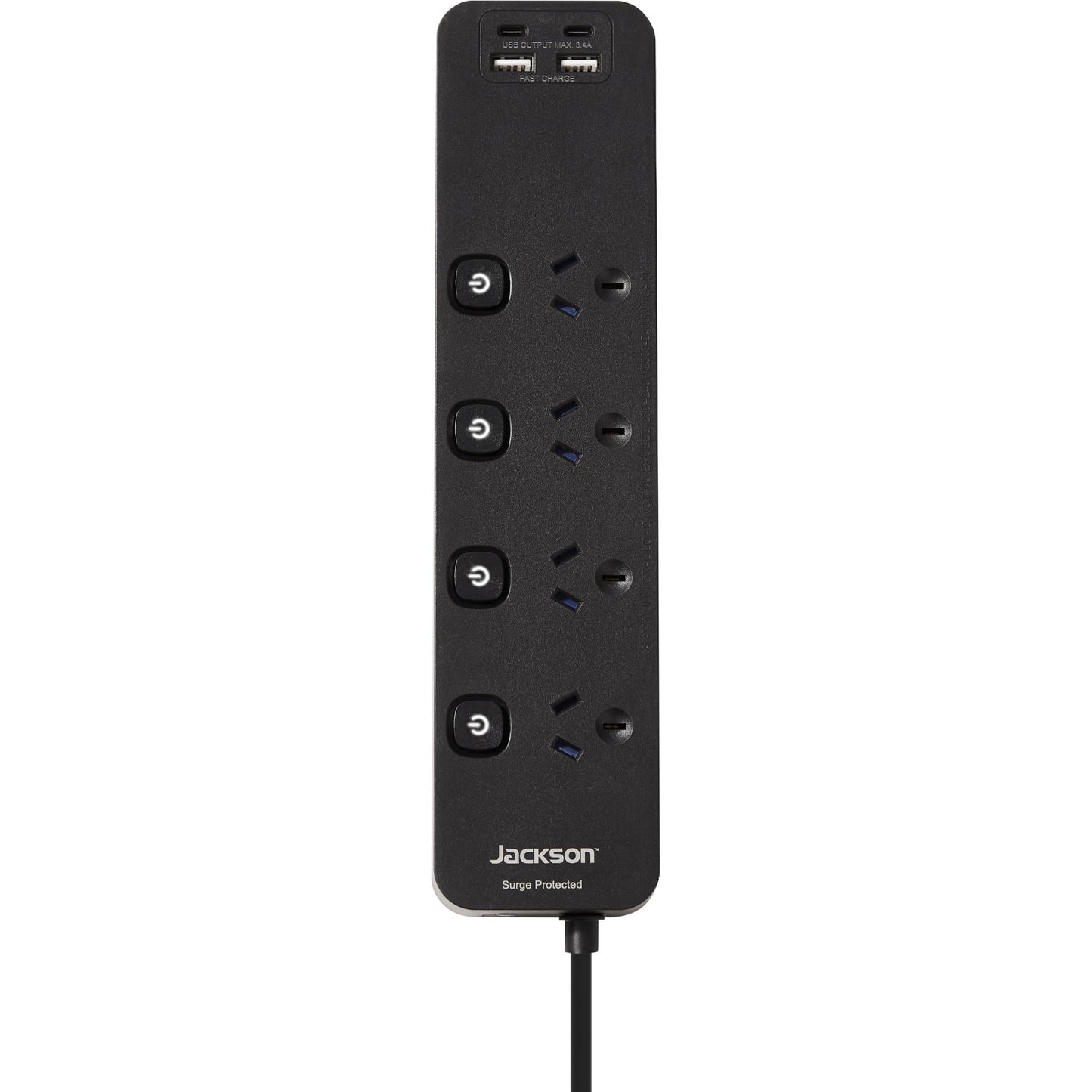Jackson Fast Charge USB-C/A 4 Way Surge Protected Powerboard