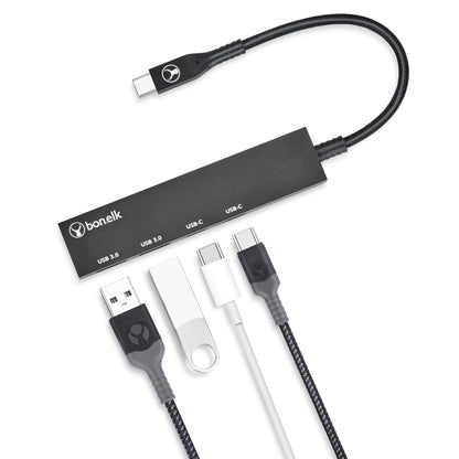 Bonelk Long-Life USB-C 4 in 1 Multiport Slim Hub (Black)