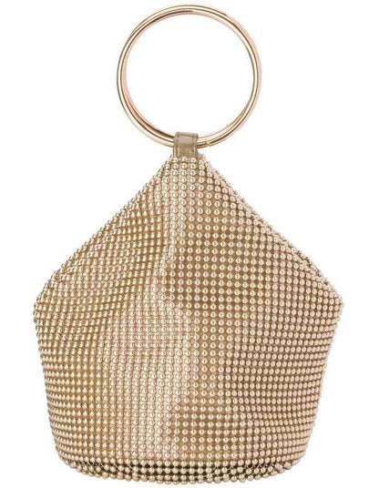 Bianca Ball Mesh Top Handle Bag in Gold