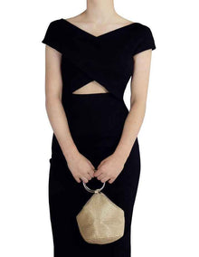 Bianca Ball Mesh Top Handle Bag in Gold