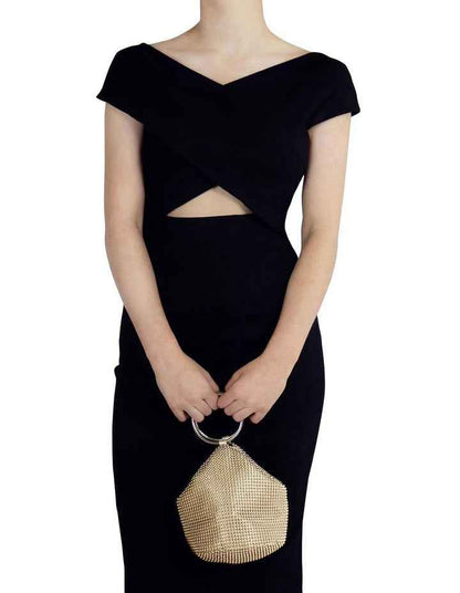 Bianca Ball Mesh Top Handle Bag in Gold