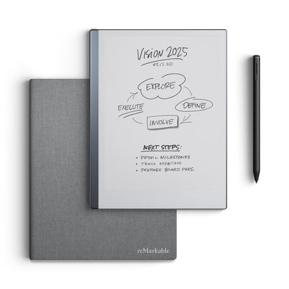 reMarkable 2 10.3" Paper Tablet with Marker Plus and Polymer Weave Book Folio (Grey)