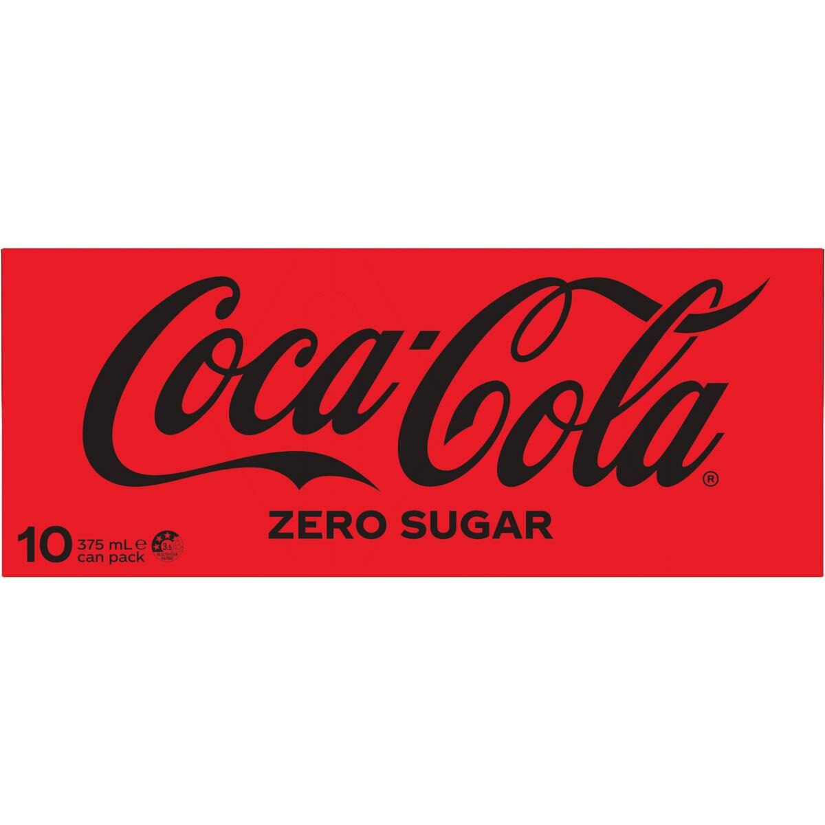 Coca-Cola Zero Sugar Soft Drink Multipack Cans 10 x 375mL