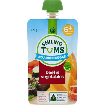Woolworths Smiling Tums 6 Months+ Beef & Vegetables 120g