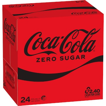 Coca-Cola Zero Sugar Soft Drink Multipack Cans 375mL x 24 pack