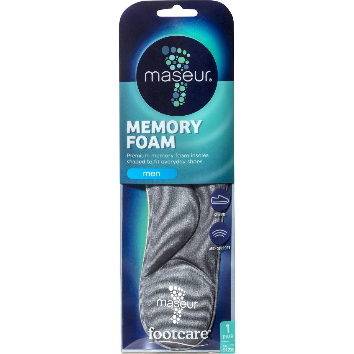 Footcare Memory Foam Insole Men 1 Pair