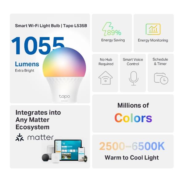 TP-Link Tapo B22 Multicolour Bulb [Matter Compatible]
