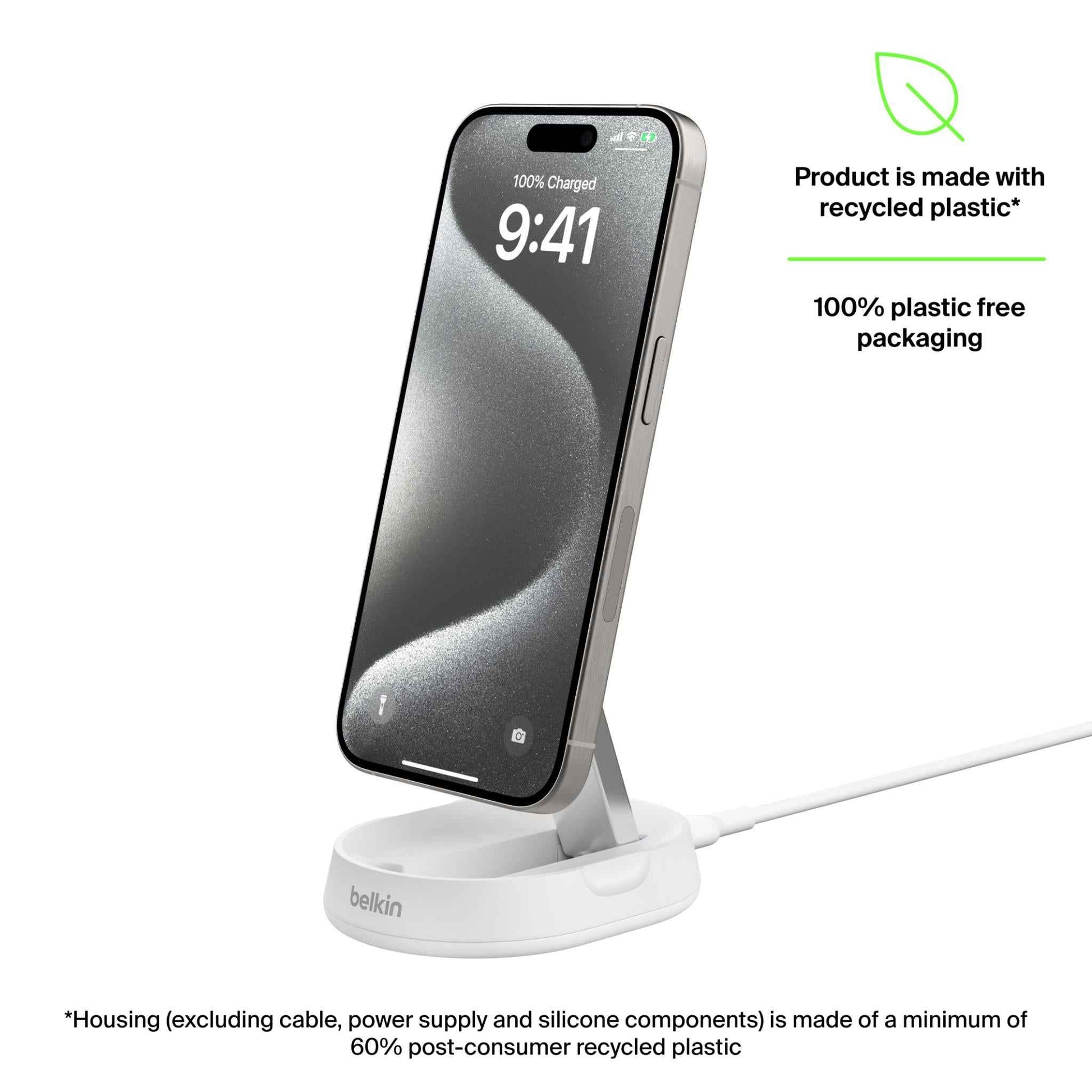 Belkin BoostCharge Pro Convertible Magnetic Qi2 Charging Stand (White)