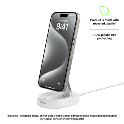 Belkin BoostCharge Pro Convertible Magnetic Qi2 Charging Stand (White)