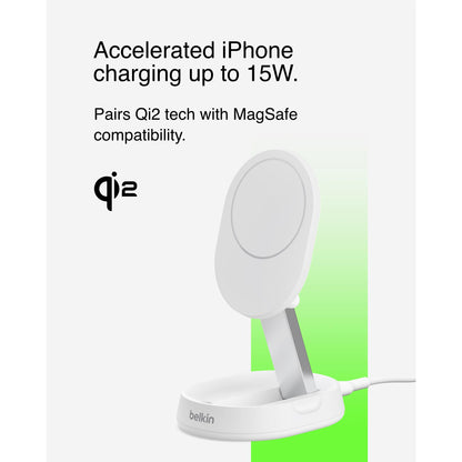 Belkin BoostCharge Pro Convertible Magnetic Qi2 Charging Stand (White)