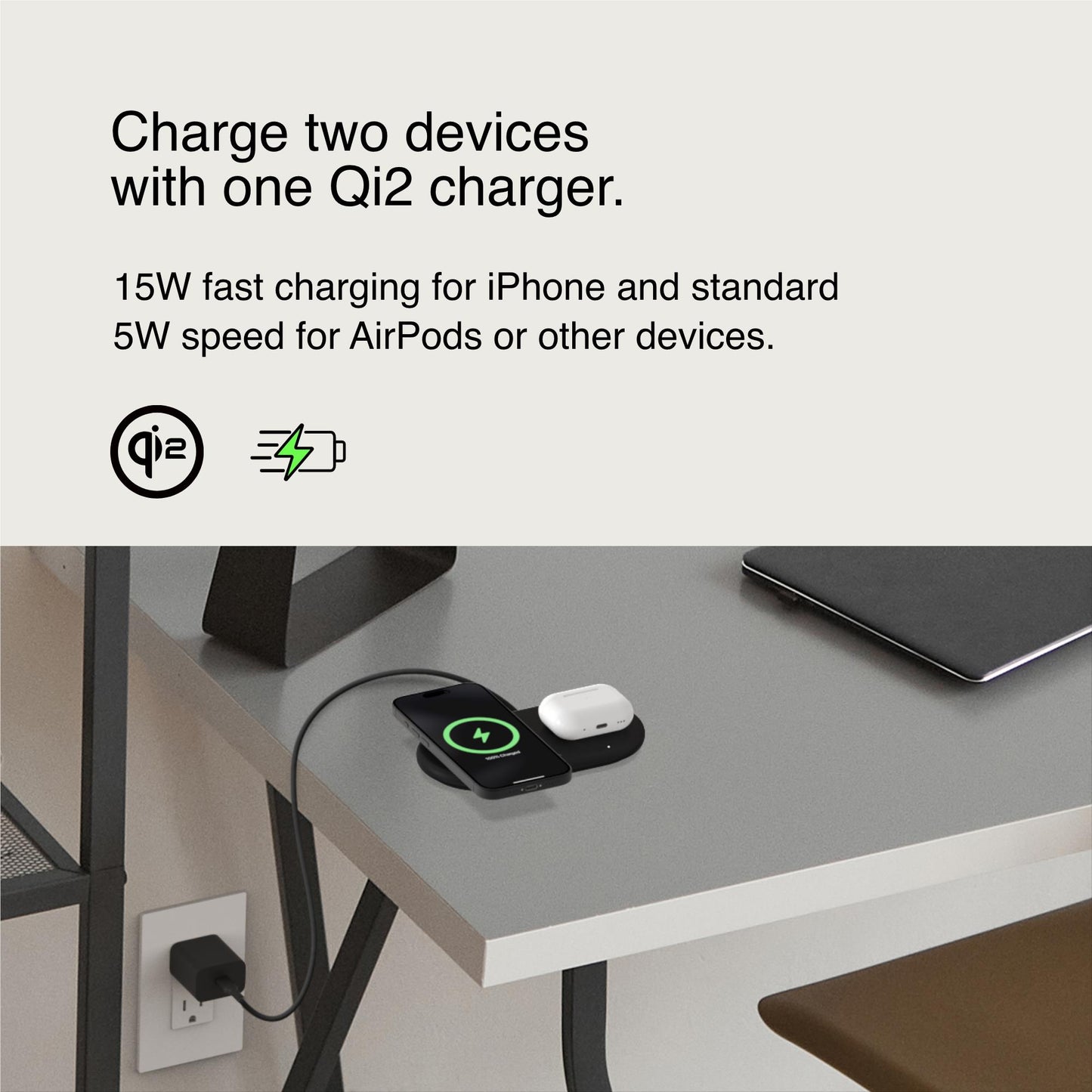 Belkin BoostCharge Pro Qi2 2-in1 Magnetic Wireless Charging Pad (Black)