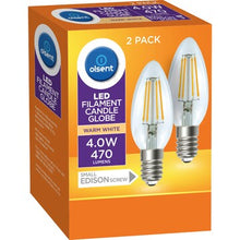 Olsent LED Filament Candle SES 4.0W 470Lm Warm White 2 pack