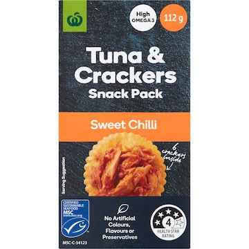 Woolworths Tuna Sweet Chilli With Crackers 112g