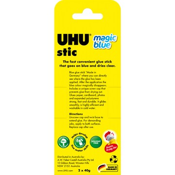 UHU Blue Stic Glue Stick 40g x 2 pack