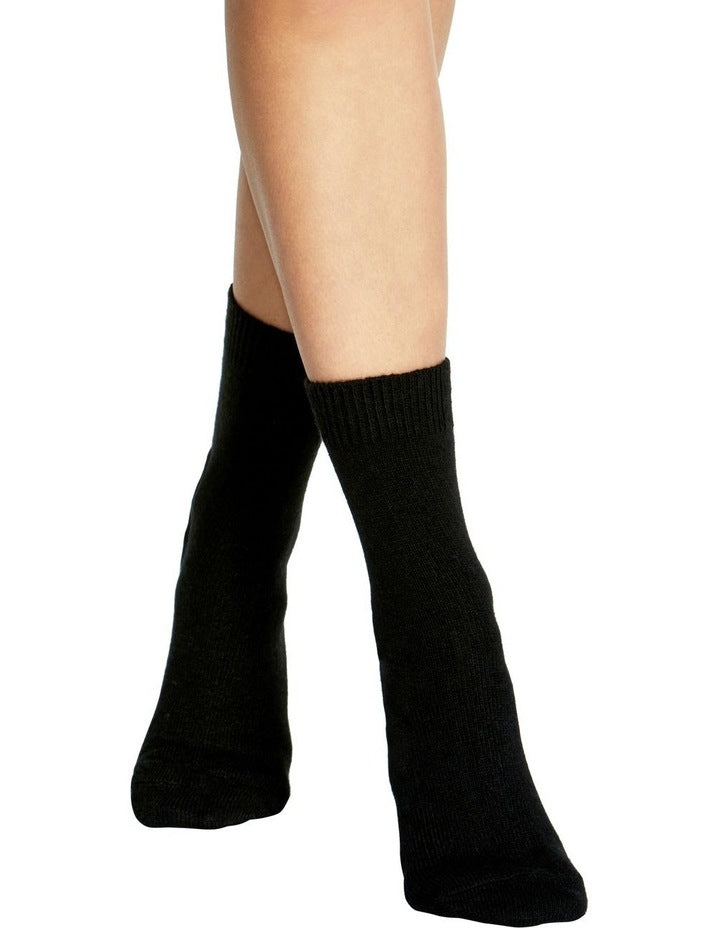 Rib Midi Length Socks in Nero