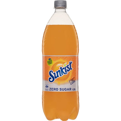 Sunkist Zero Sugar Orange Soft Drink Bottle Sugar Free 1.25l