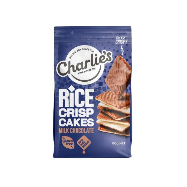 CHARLIE'S MINI RICE SQUARE CRISPS:MILK CHOCOLATE:.:80 GRAM