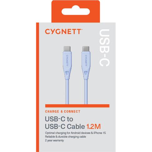 Cygnett Charge & Connect USB-C to USB-C 2.0 Cable V2 1.2m (Blue)