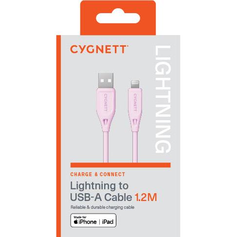 Cygnett Charge & Connect Lightning to USB-A Cable V2 1.2m (Pink)