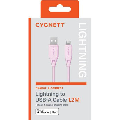 Cygnett Charge & Connect Lightning to USB-A Cable V2 1.2m (Pink)