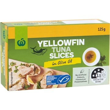 Woolworths Yellowfin Tuna Slices In Olive Oil 125g