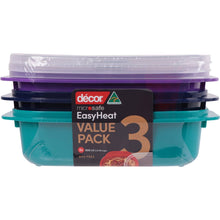 Decor Microsafe Jewel Microwavable Container Set 900mL x 3 pack