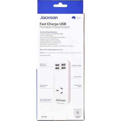 Jackson 4 Usb Outlet Portable Powerboard Each
