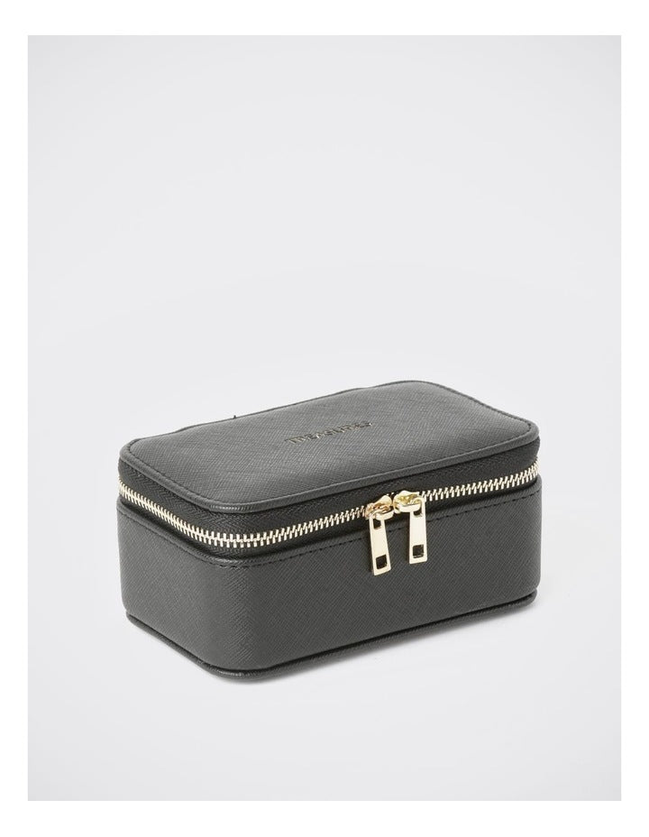 Small Zip Around Jewellery Box in Black