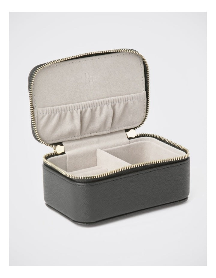 Small Zip Around Jewellery Box in Black