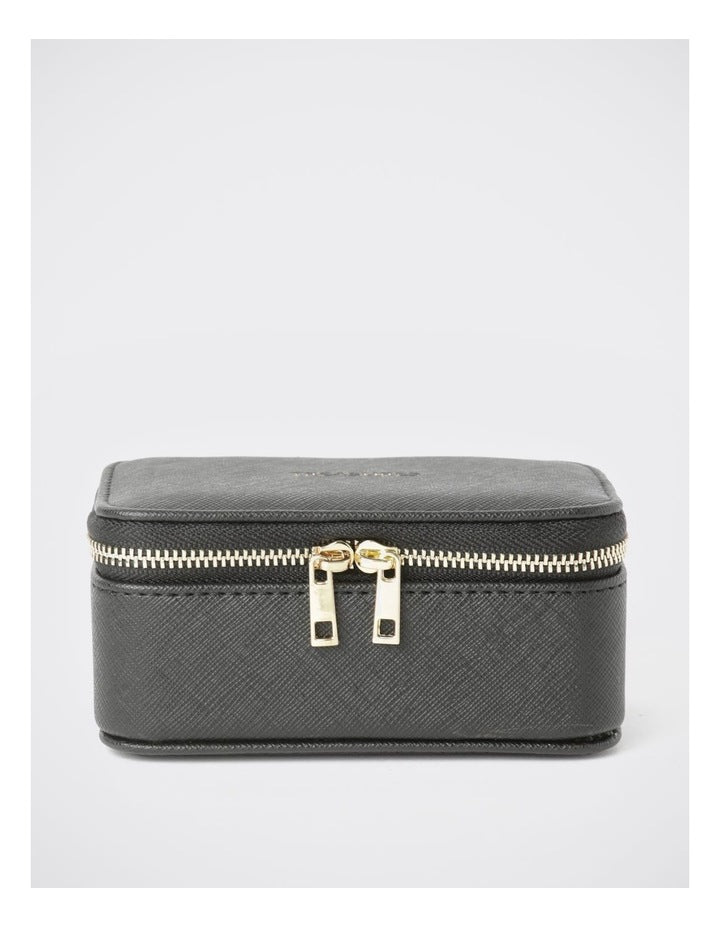Small Zip Around Jewellery Box in Black
