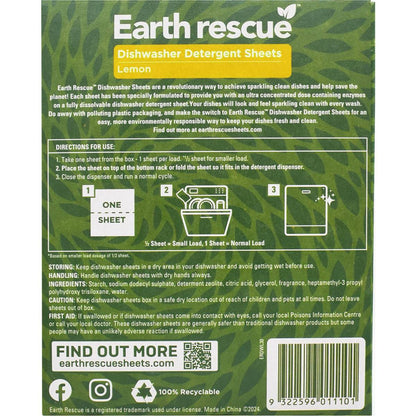 Earth Rescue Dishwasher Detergent Sheets Lemon Large 30 pack