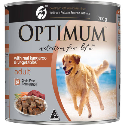 Optimum Grain Free Kangaroo & Vegetables Wet Dog Food Can 700g