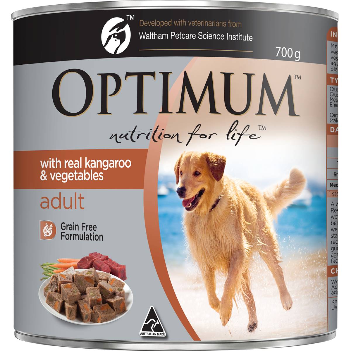 Optimum Grain Free Kangaroo & Vegetables Wet Dog Food Can 700g