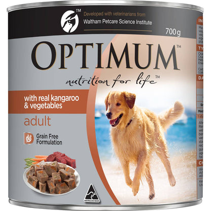 Optimum Grain Free Kangaroo & Vegetables Wet Dog Food Can 700g