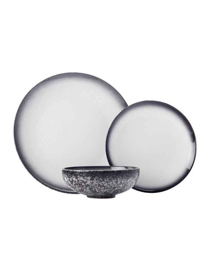 Caviar Granite Dinner Set 12 Piece Gift Boxed in Black