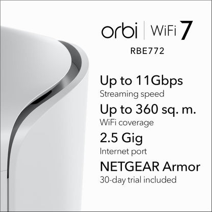 Netgear Orbi® BE11000 Tri-band Mesh WiFi 7 System [2 pack] (White)