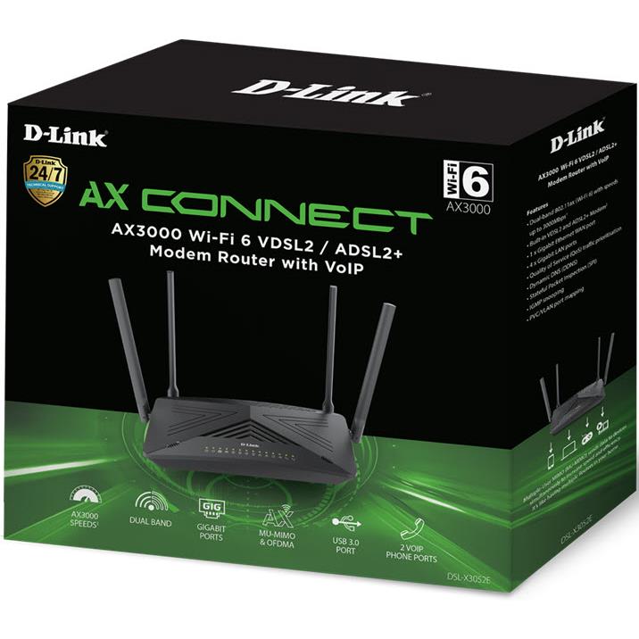 D-Link DSL-X3052E AX3000 Wi-Fi 6 Modem Router