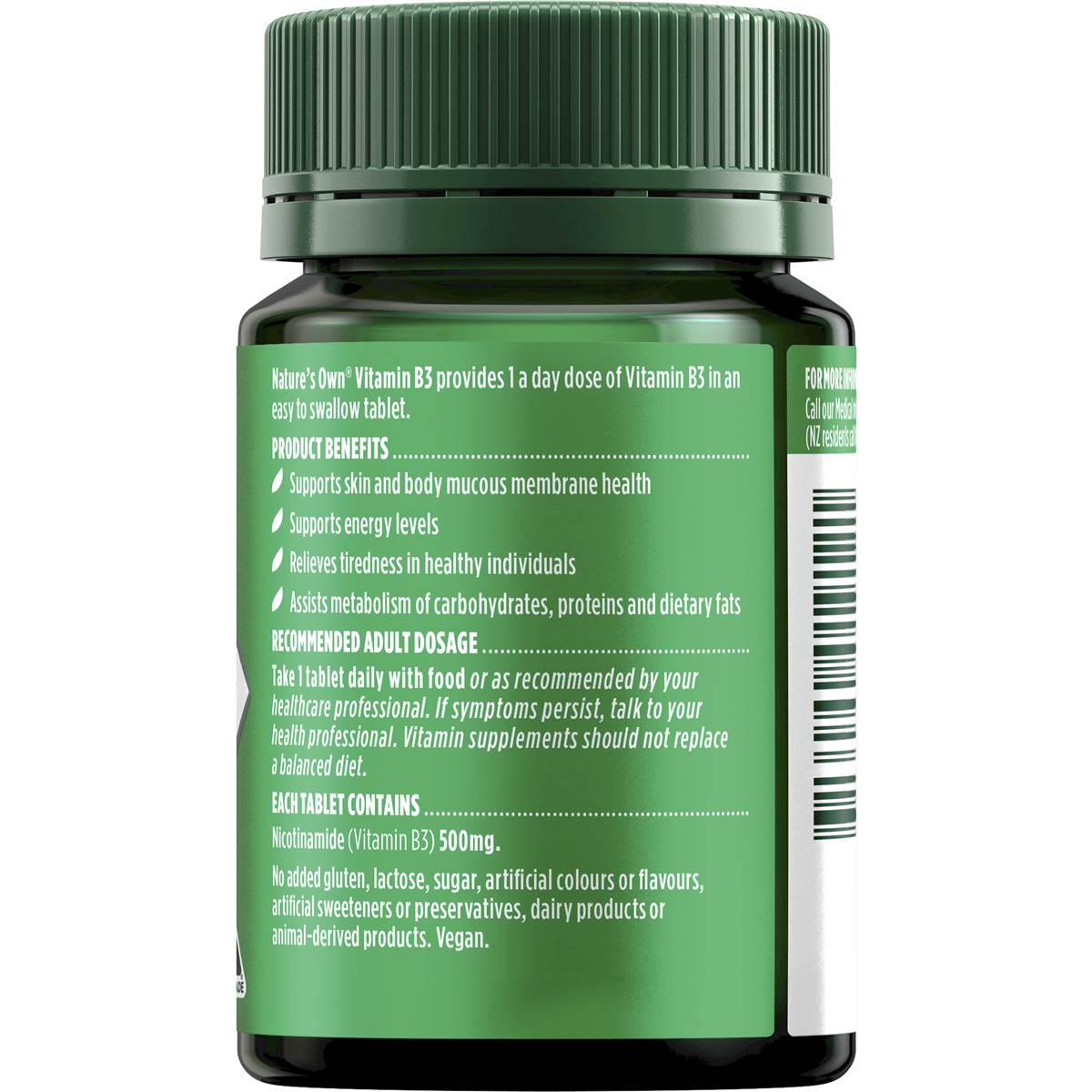 Nature's Own Vitamin b3 500mg Vitamin b Tablets For Energy 60 Pack