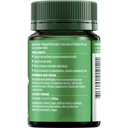 Nature's Own Vitamin b3 500mg Vitamin b Tablets For Energy 60 Pack