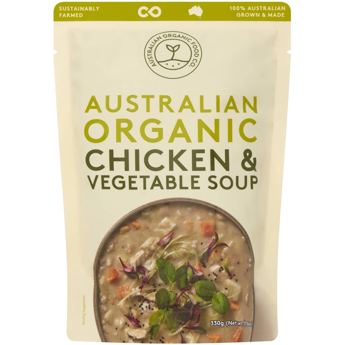 Australian Organic Food Co Chicken Spelt & Vegetable Soup Pouch 330g