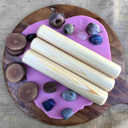 Beadiebug Wooden Rolling Pin Extra Thick Each 4cm Diameter Art and Craft for Kids 3yrs+