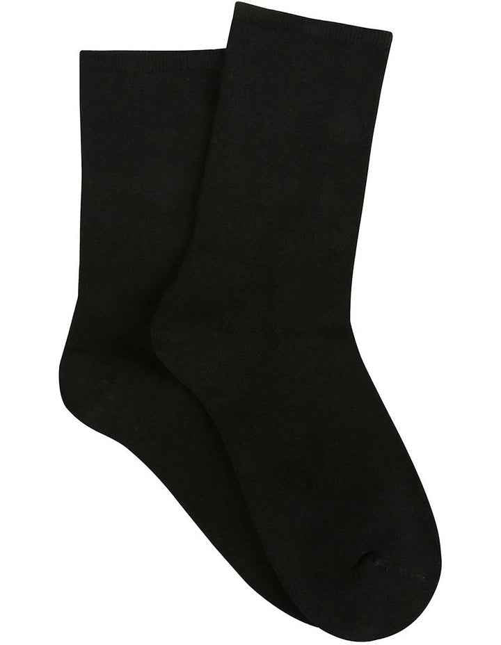 Bamboo Soft Top Crew Length Socks 2 Pair in Black