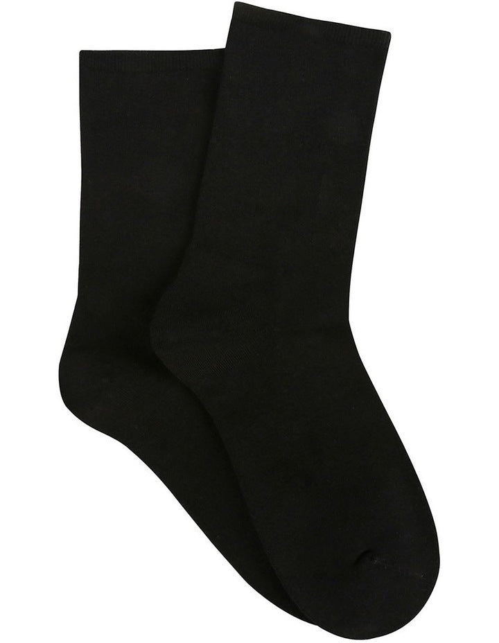Bamboo Soft Top Crew Length Socks 2 Pair in Black